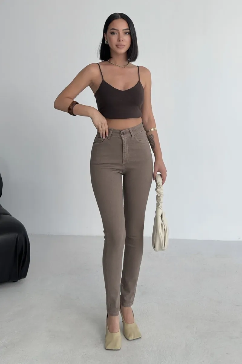 Skinny Kot Pantolon 815 Toprak