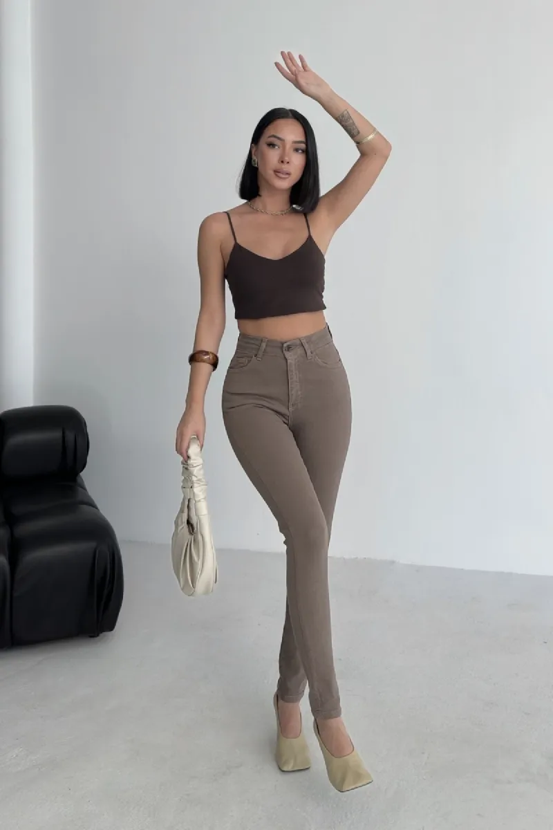 Skinny Kot Pantolon 815 Toprak
