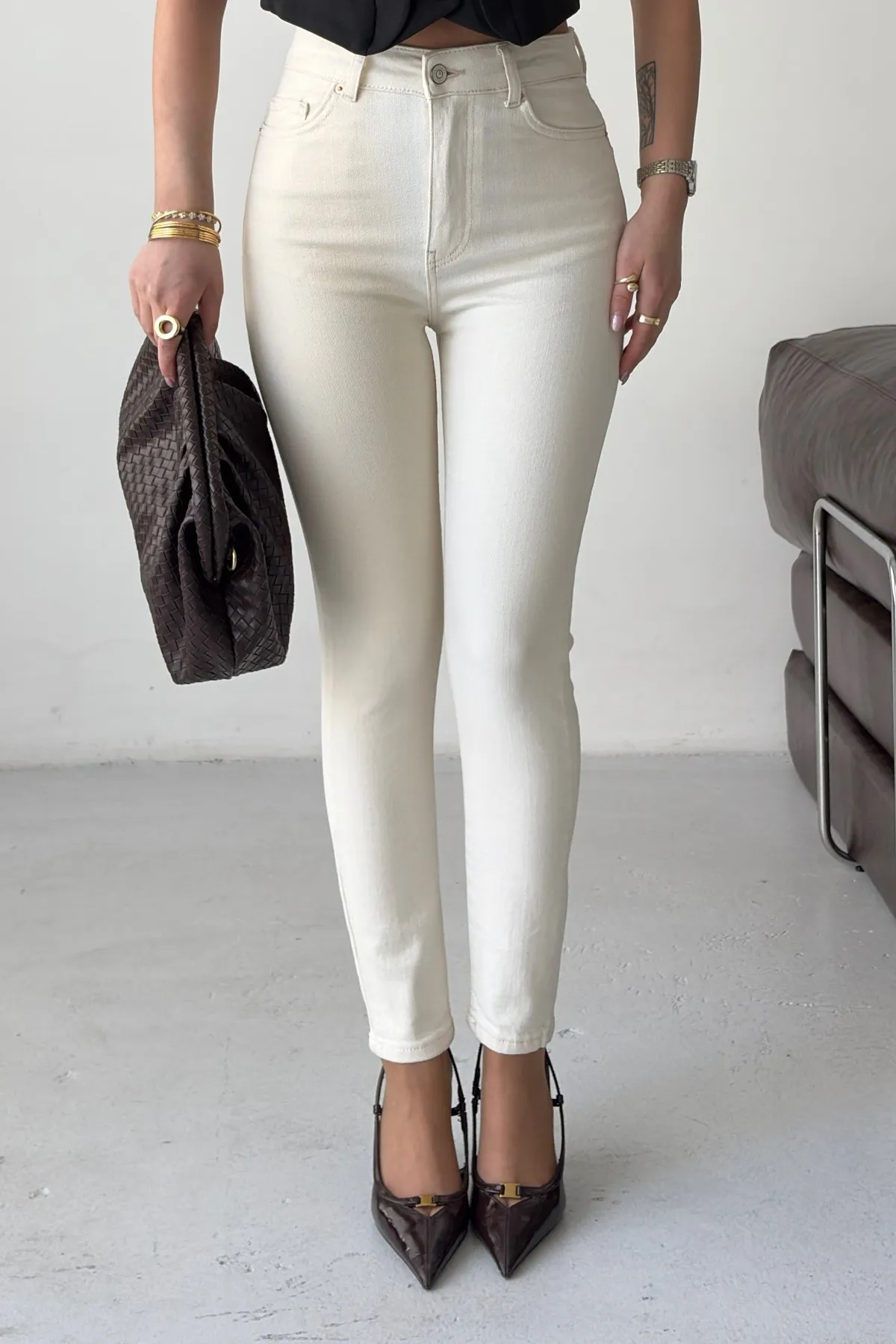 Skinny Kot Pantolon 815 Naturel